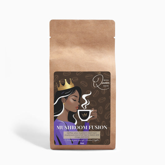 Mushroom Coffee Fusion - Lion’s Mane & Chaga 4oz - Boss Queen Brew